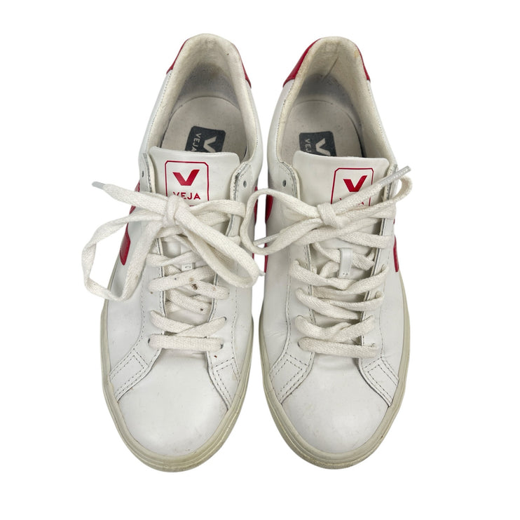 Veja Esplar Women's White Red Leather Lace Up Round Toe Athletic Sneakers Size 9