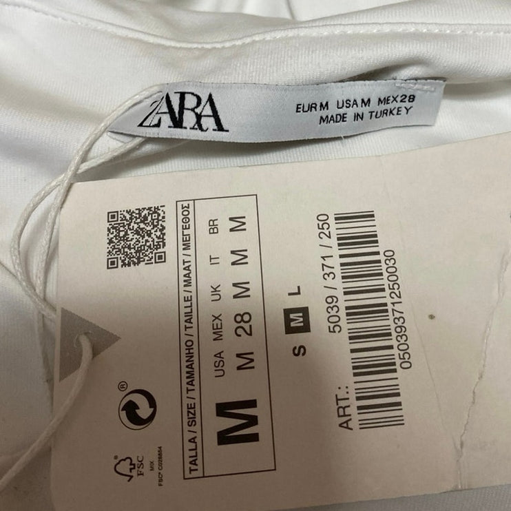 NEW Zara White Sleeveless Racerback High Neck One Piece Bodysuit Tank Top Size M