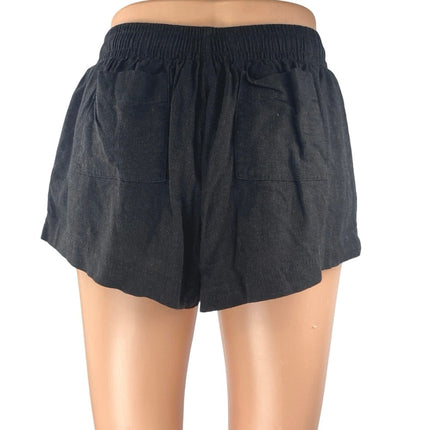 Princess Polly Women's Black Linen Elastic Waist Casual Lounge Shorts Size 4