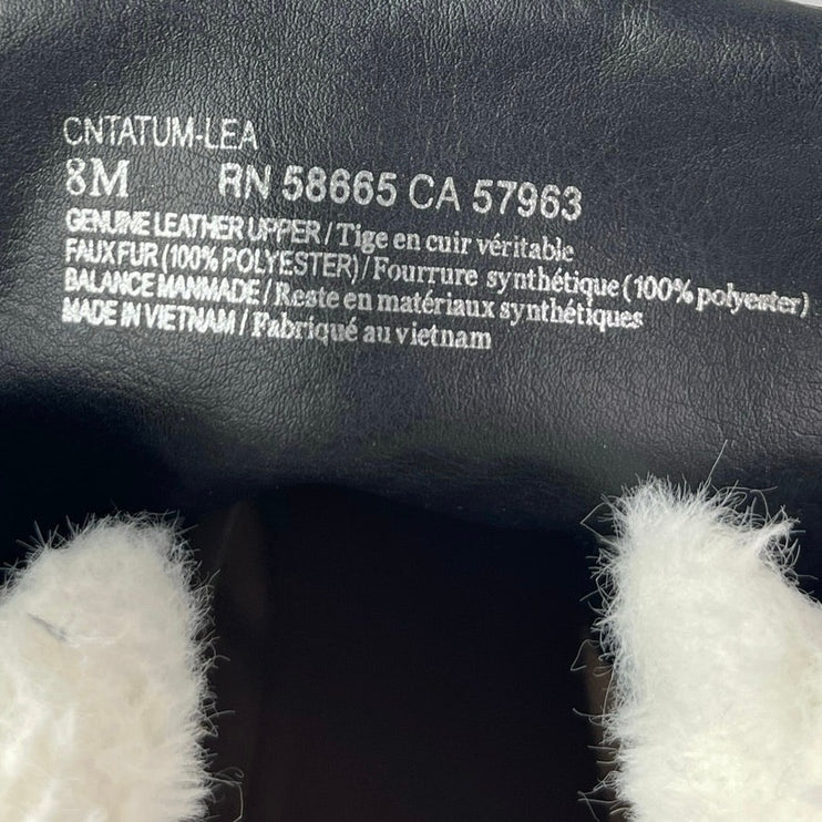 Caslon Tatum Black Faux Fur Leather Round Toe Block Heels Platform Ankle Boots 8