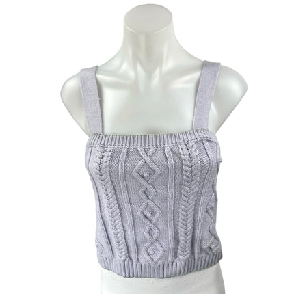 Zara Purple Cable Knit Sleeveless Square Neck Cami Sweater Crop Tank Top Size M