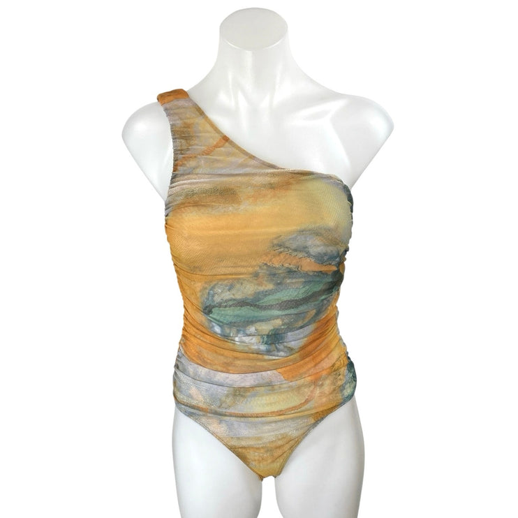 Zara Multicolor Tie Dye Sunset One Shoulder Sleeveless Tank Bodysuit Top Size S