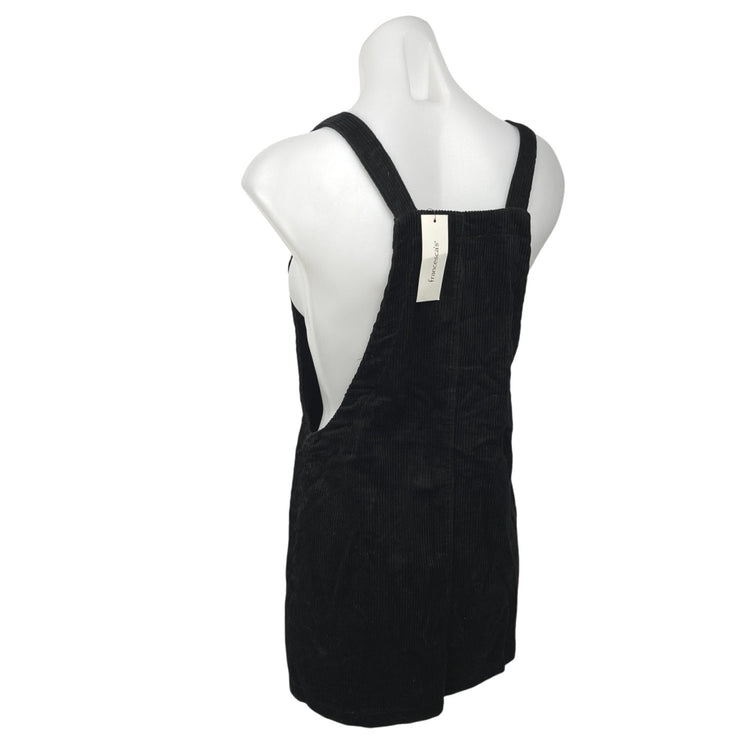 NEW Francesca's Jessie Black Corduroy Button Down Pinafore Mini Overall Dress S