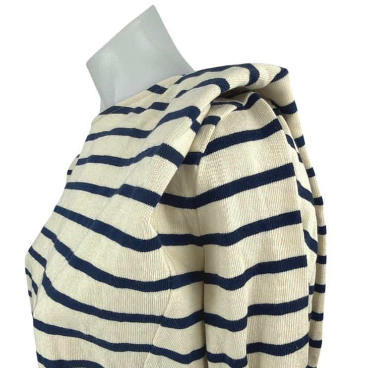 Sezane Women's Cream Navy Blue Striped Knit Long Sleeve T Shirt Tee Top Size XS