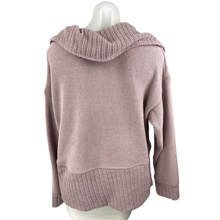 Free People Grace Pink Mauve Collared Pockets Long Sleeve Knit Sweater Top Sz XS