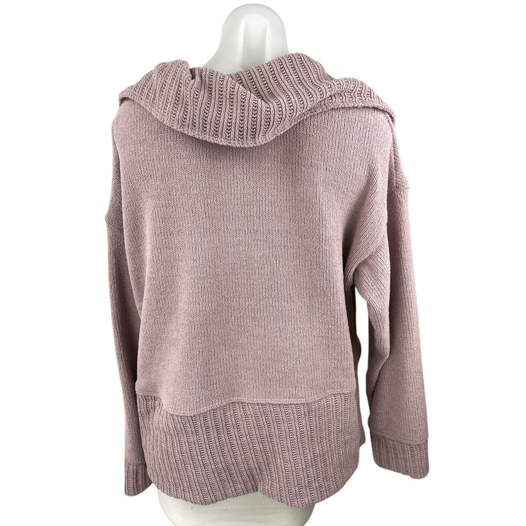 Free People Grace Pink Mauve Collared Pockets Long Sleeve Knit Sweater Top Sz XS