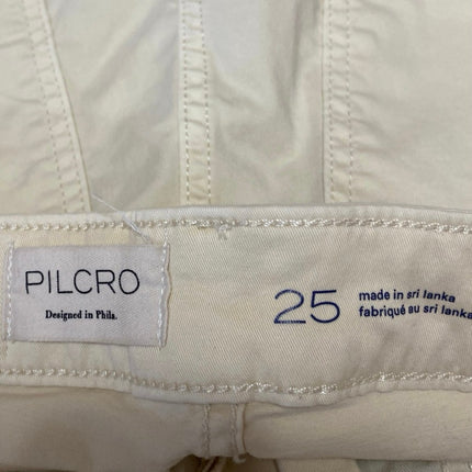 Pilcro Women's Cream White High Waist Straight Leg Chino Khaki Bermida Shorts 25