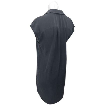 Equipment 100% Silk Black Short Sleeve Collar Mini Polo Shirt Shift Dress Size S