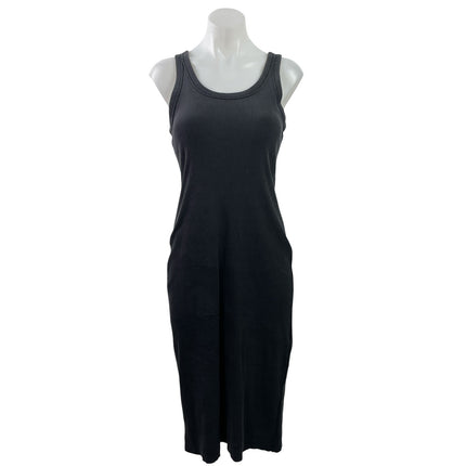 Everlane Black Ribbed Knit Sleeveless Scoop Neck Tank Cami Midi Dress Size S