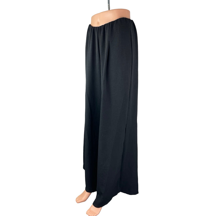Zara Women's Black High Rise Wide Leg Pull On Pleated Baggy Trousers Pants Sz L