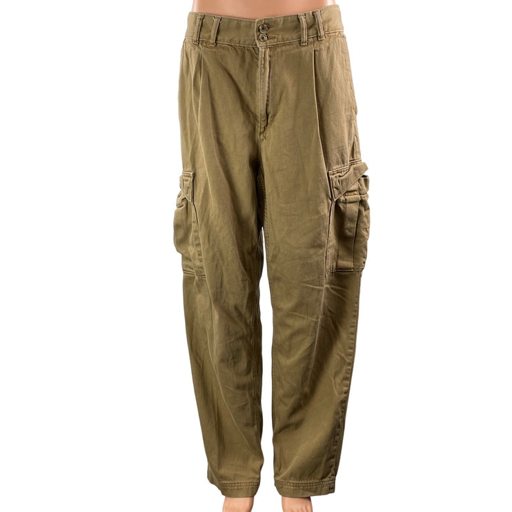 Banana Republic Women's Tan Utility High Rise Baggy Cargo Denim Jeans Size 30/10