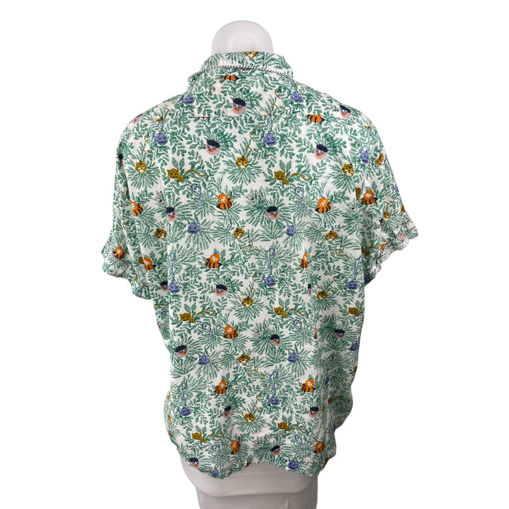 Roller Rabbit Women's Green Palm Tree Button Down Sleepwear Shirt Pajama Top XL