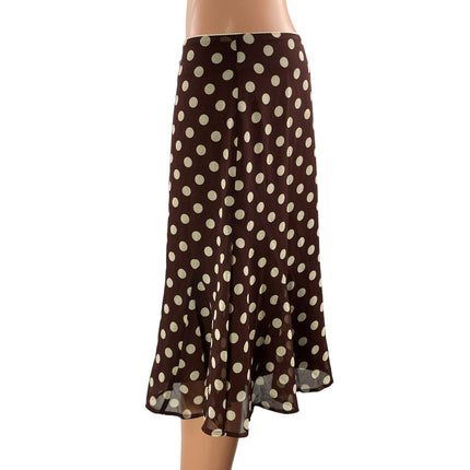 CIDER Brown Polka Dot Mesh Low Waist Bowknot Mermaid Knee Length Casual Skirts M