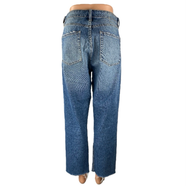 Zara Trafaluc Women's Blue Medium Wash High Rise Straight Denim Jeans Size 8