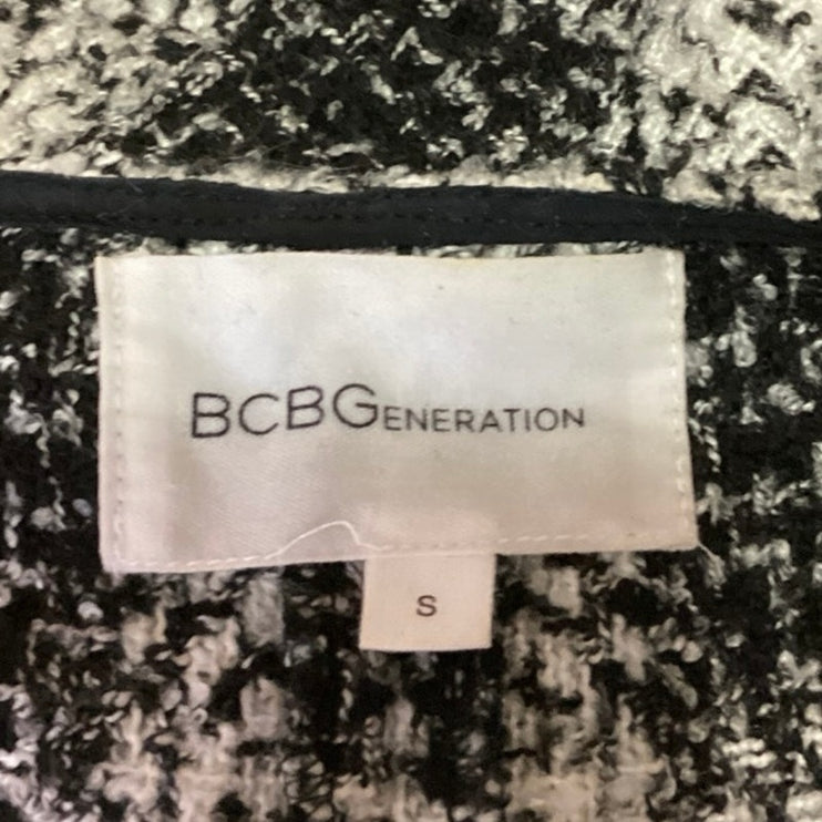 BCBGeneration Black White Plaid Sleeveless Midi Cardigan Coat Jacket Size S