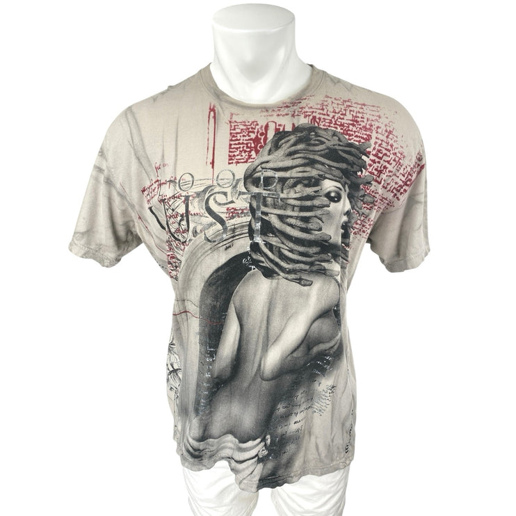 Street Fabrix Tan Gray Crewneck Short Sleeve Medusa Graphic Tee T-shirt Top XL