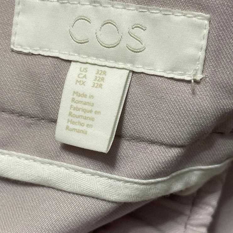 COS 100% Wool Pink Drawstring Elastic Waist Straight Wide Leg Trousers Pants 32