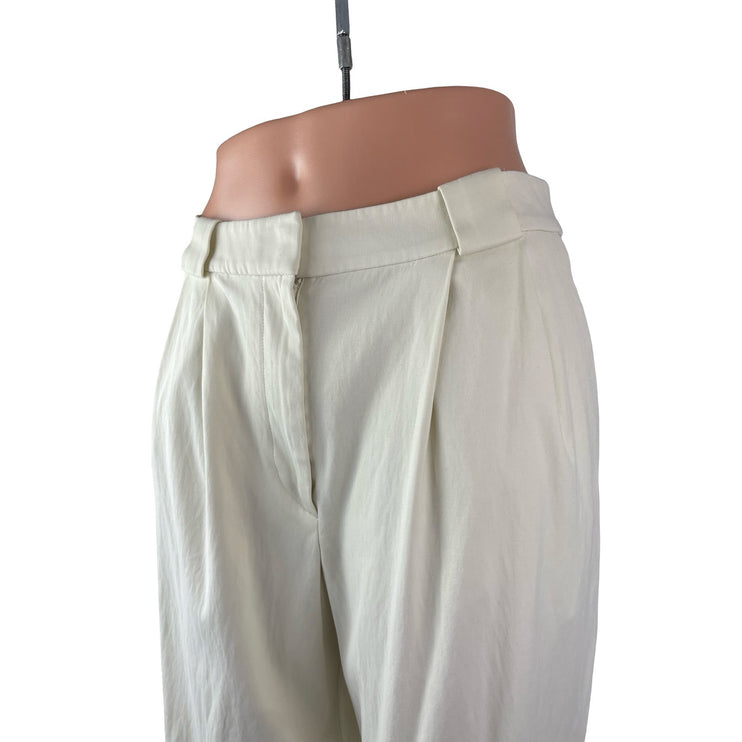 & Other Stories Women's White Pleated High Rise Wide Leg Trousers Pants Size 4