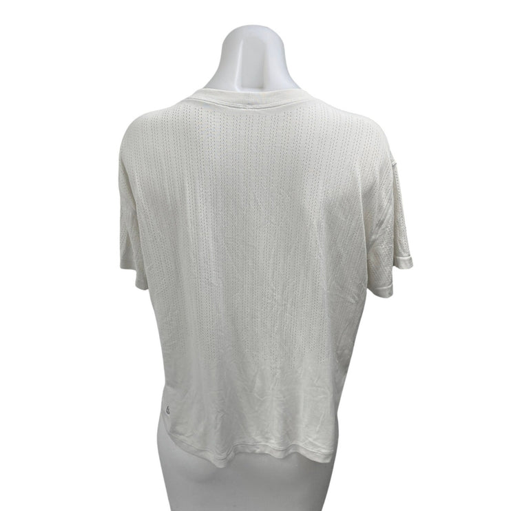 Lululemon Train to Be White Mesh Short Sleeve Activewear Tee T-shirt Top Size M
