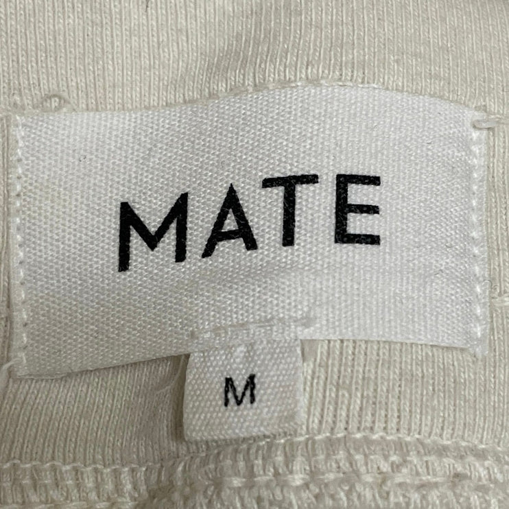 Mate The Label Women's White Waffle Knit High Rise Wide Leg Lounge Pants Size M