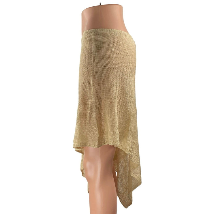 NEW Edikted Women's Beige Asymmetric Open Knit Sheer Beach Cover Up Skirt Size M
