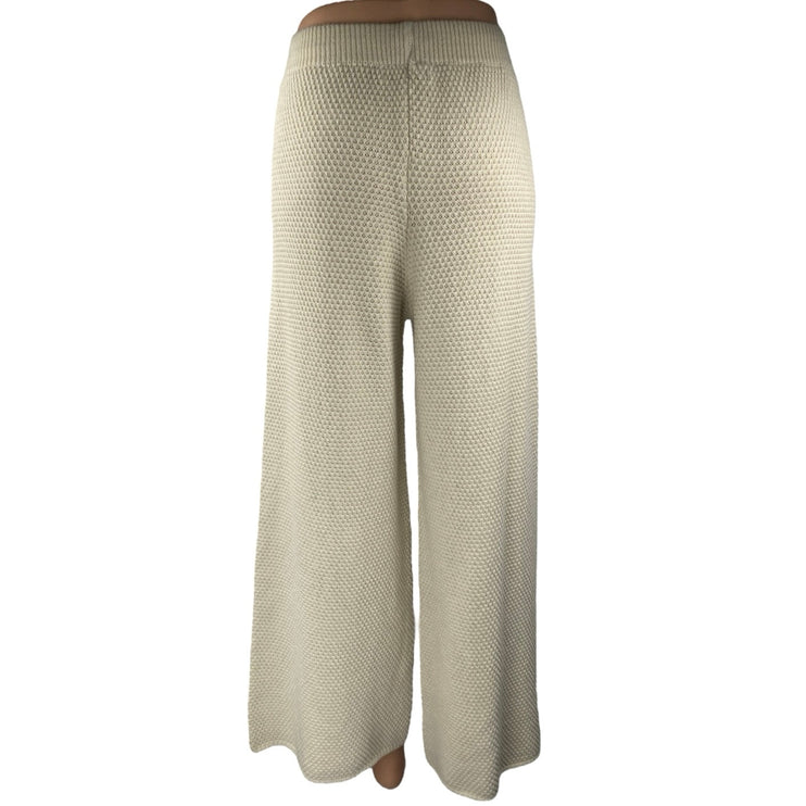 Sincerely Jules Women's Beige Knit Wide Leg Elastic Waist Trousers Pants Size M