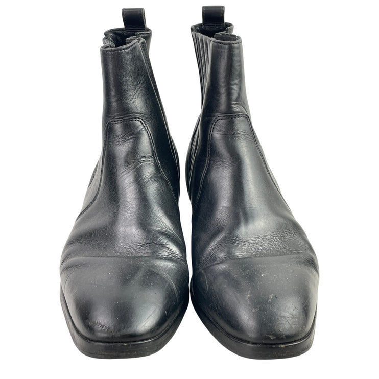 Allsaints Mens Black Leather Almond Toe Block Heel Slip On Ankle Boots 43 US 10