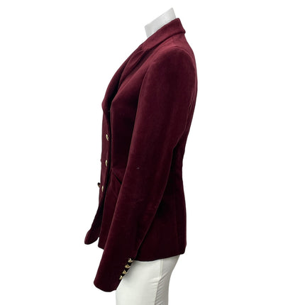 Max&Co Women's Red Burgundy Velvet Velour Peak Double Breasted Blazer Jacket 4