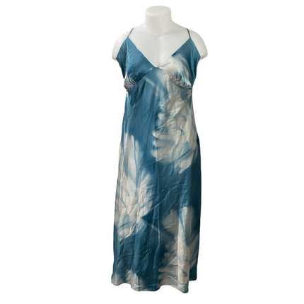 NEW Abercrombie & Fitch Julia Blue Floral Tie Back Cami Maxi Summer Dress Sz XL