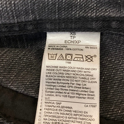 GAP Women's Black Washed Long Sleeve Button Down Pockets Denim Jean Jacket Sz XS