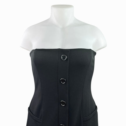 Asos Black Strapless Sleeveless Tube Bandeau Tux Mini Bodycon Dress Size 14