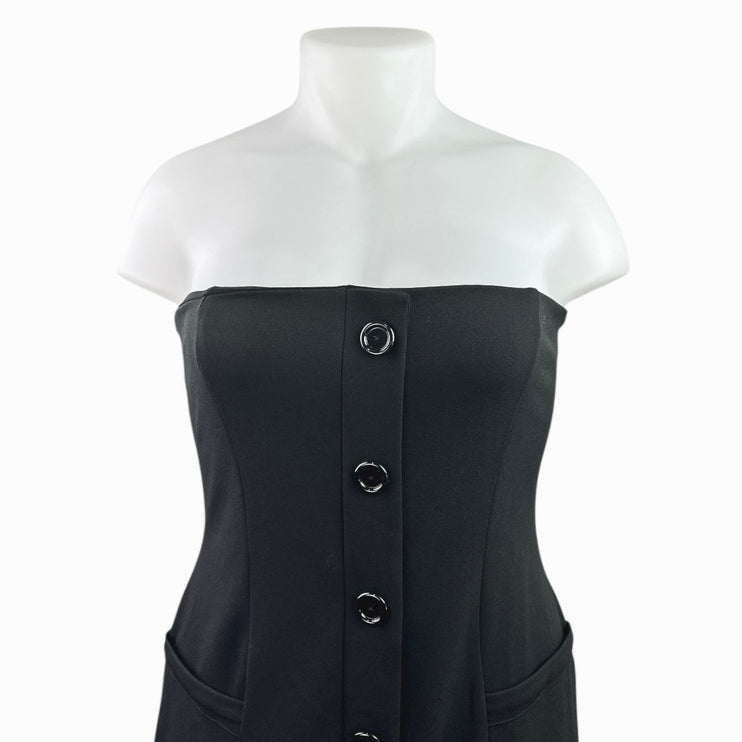 Asos Black Strapless Sleeveless Tube Bandeau Tux Mini Bodycon Dress Size 14