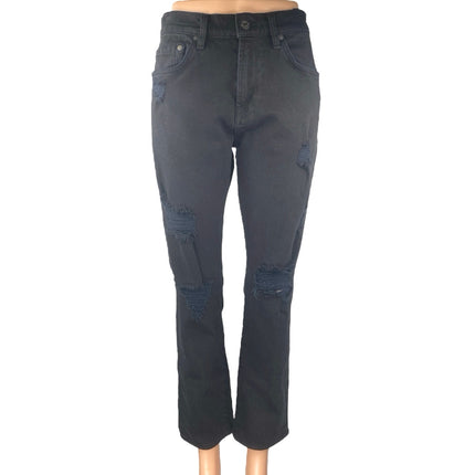 7 For All Mankind Paxtyn Black Distressed High Waist Bootcut Denim Jeans Size 30