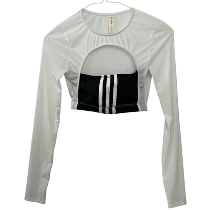 Frankie Collective Rework Adidas Mesh Long Sleeve Cut Out Tee Crop Top Size XS