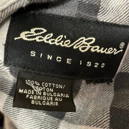 Eddie Bauer Men's Black Checkered Plaid Flannel Long Sleeve Button Up Shirt L