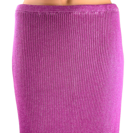 Free People Purple Pink High Waisted Ribbed Knit Straight Wrap Maxi Skirt Size L