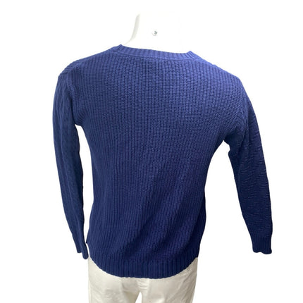 Isaac Mizrahi Men's Blue Cable Knit Crewneck Long Sleeve Sweatshirt Sweater XS