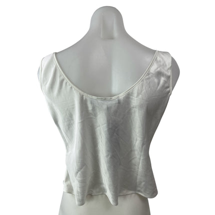 NEW Lioness Women's White Silk Satin Sleeveless Cowl Neck Cami Tank Crop Top L