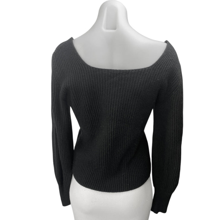 Madewell Women's Black Wool Cashmere Ribbed Knit Long Sleeve Sweater Top Size S