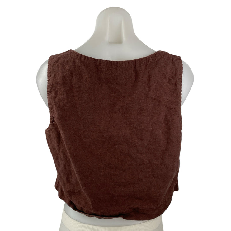 Abercrombie & Fitch Brown Linen Sleeveless Square Neck Tank Crop Top Size M