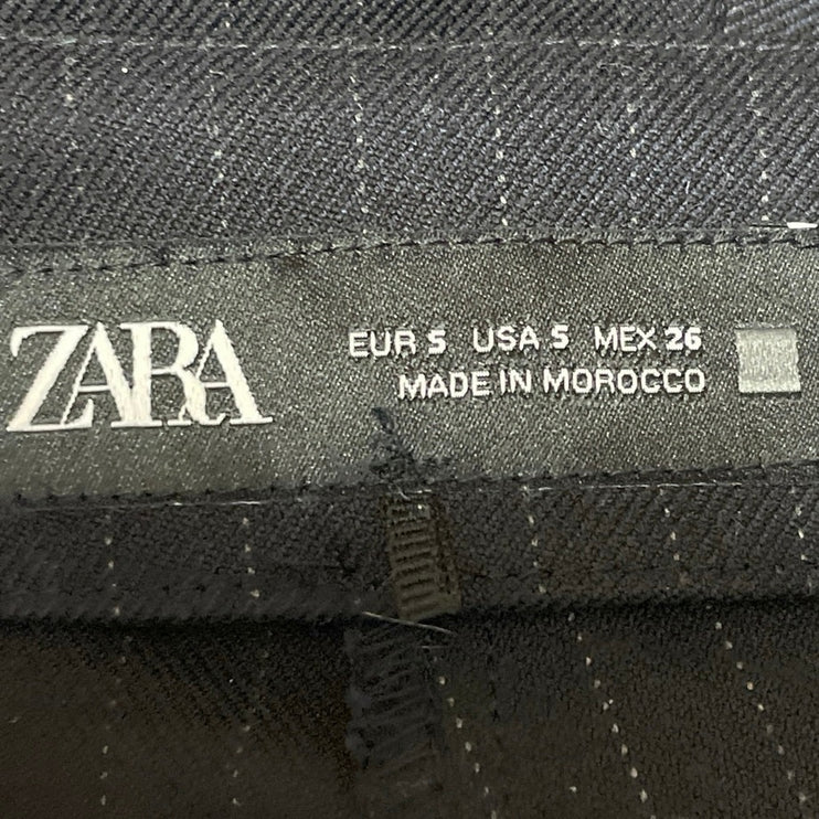Zara Women's Black Pinstriped High Waisted Slit Mini Shorts Skirt Skorts Size S