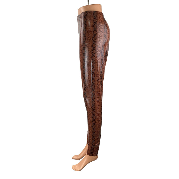 Buddy Love Mila Brown Snakeskin Patent Faux Vegan Leather Skinny Legging Pants M