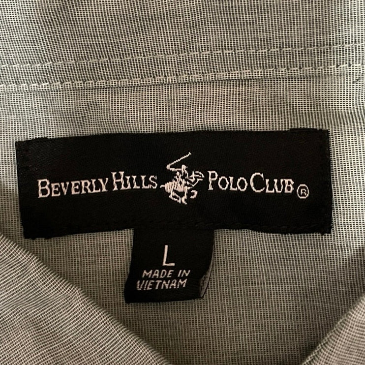 Beverly Hills Polo Club Men's Blue Long Sleeve Collared Button Down Shirt Top L