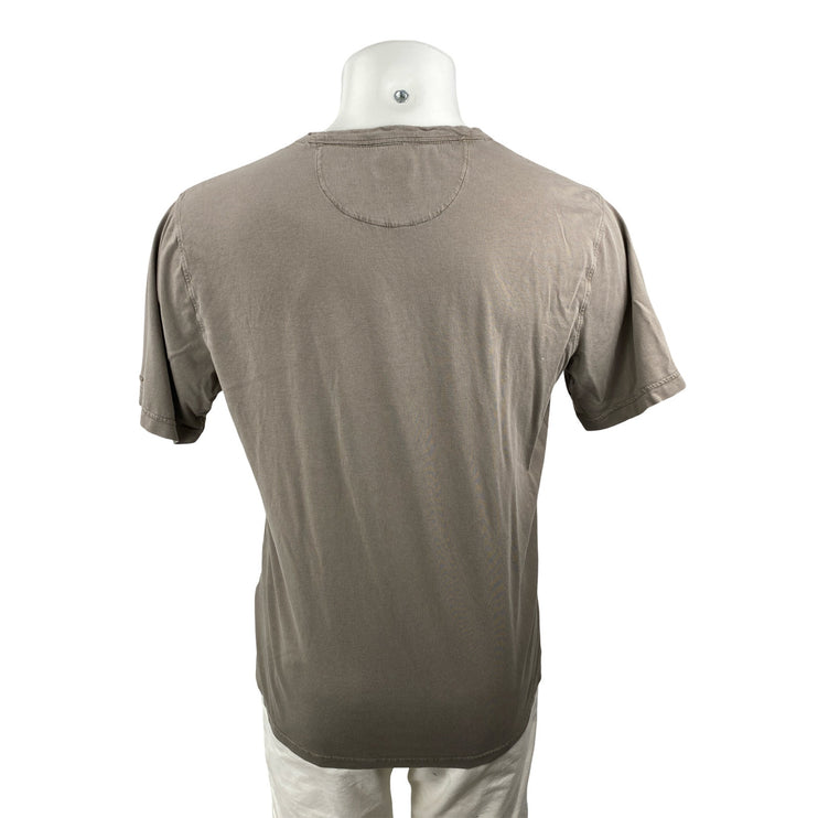 Aman Natural Dye Men's Beige Crewneck Basic Short Sleeve T Shirt Tee Top Size M