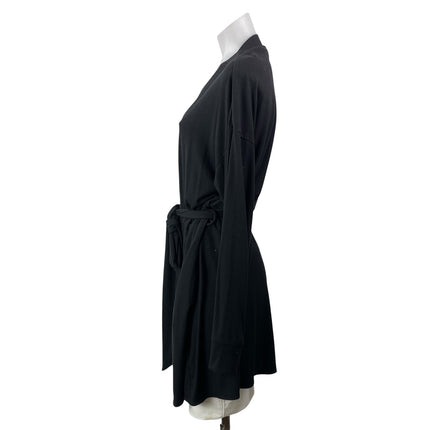 SKIMS Black Women's Long Sleeve Knit Tie Waist Open Front Wrap Sleepwear Robe M