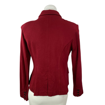 Cabi Women's Red Long Sleeve Button Down Collared Blazer Coat Suit Jacket Size 4