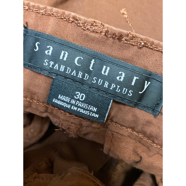 Sanctuary Women's Brown High Waisted Loose Fit Straight Trousers Cargo Pants 30