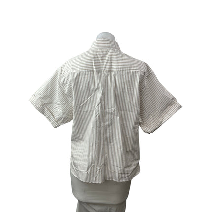 Zara Women's White Beige Striped Short Sleeve Pocket Button Down Shirt Top Sz XS