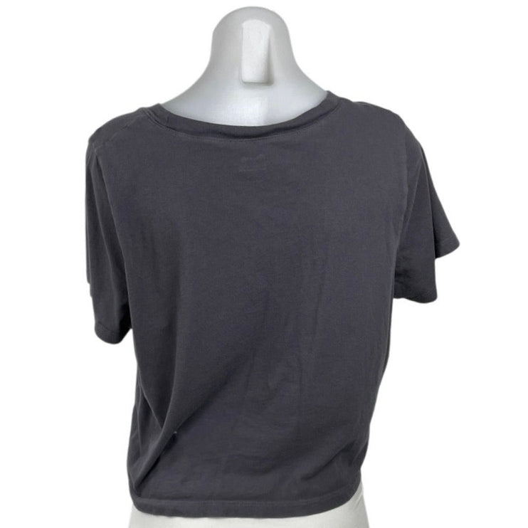 Madewell Women's Black Boxy Short Sleeve Crew Neck Crop T Shirt Tee Top Size M
