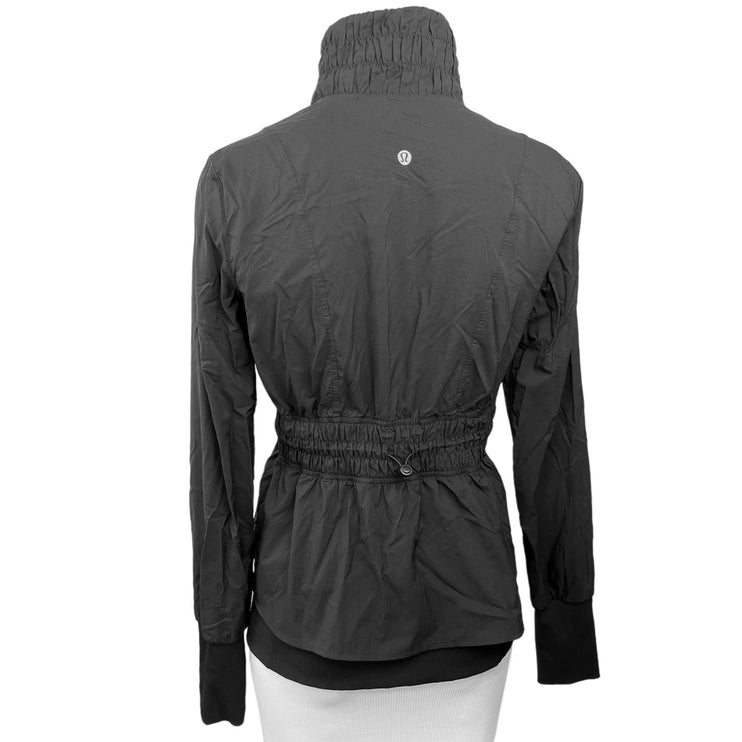 Lululemon Black Full Zip High Neck Drawstring Waist Windbreaker Jacket Size 4